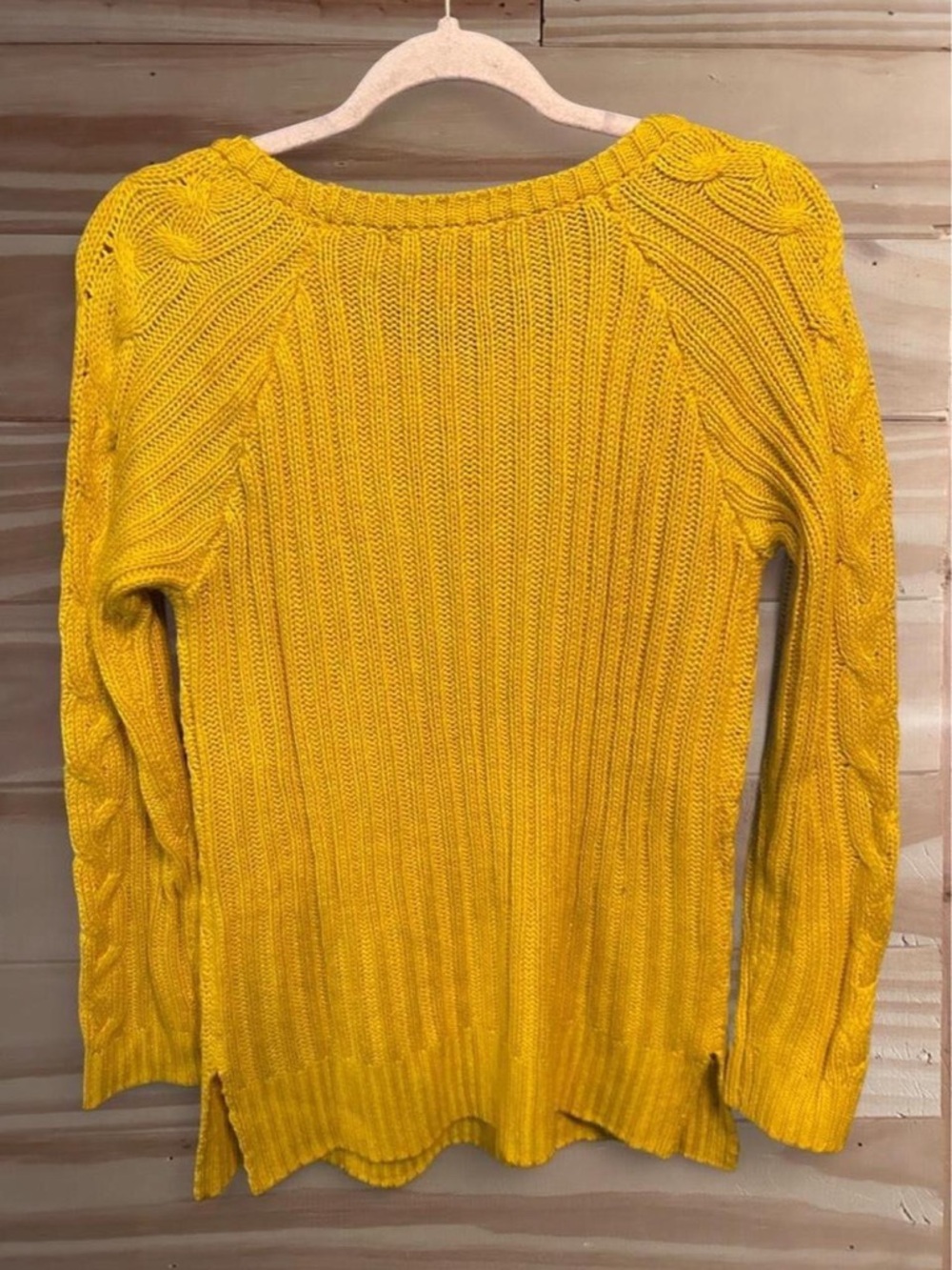 Yellow/mustard 89th & Madison cable knit sweater s M - Picture 4 of 4